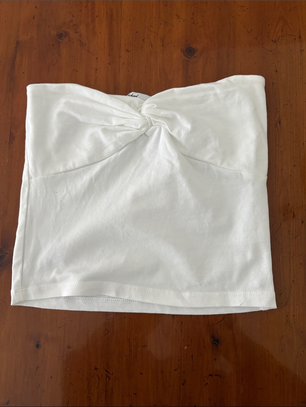 Strapless Twist Front Tube Top - White